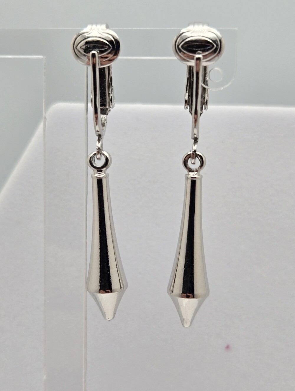 Vintage Sarah Coventry Canada Silver Tone Clip On Drop Earrings 1960s Signed - Picture 5 of 13